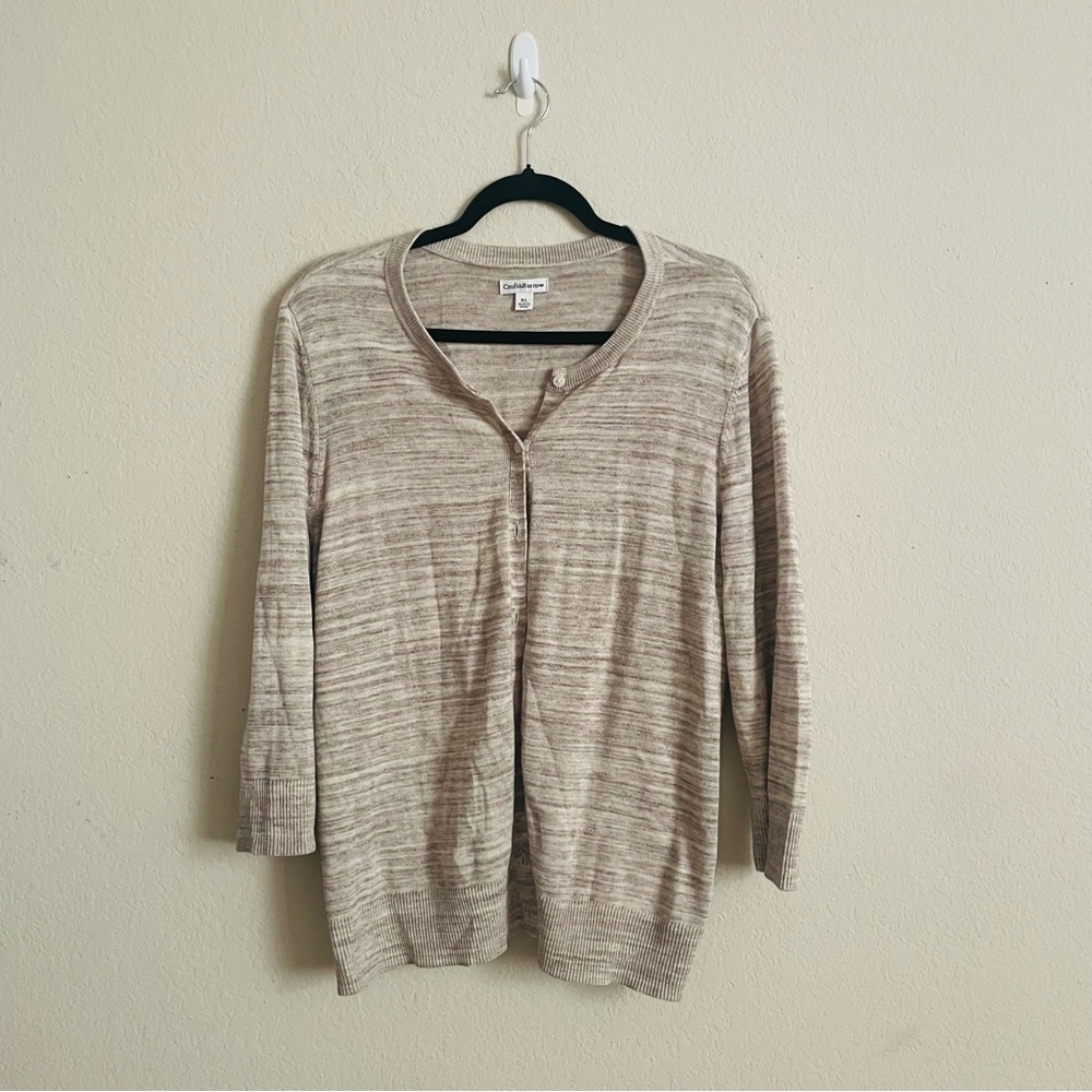 Croft & Barrow woman's earthy tan Button-Up Cardigan size XL lightweight staple